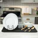 S&T INC. Dish Drying Mat XL, 18 x 24, Absorbent Microfiber Kitchen Counter Mat, Dish Drying Pad for Dishes, Utensils, Pots and Pans, Extra Large, Black