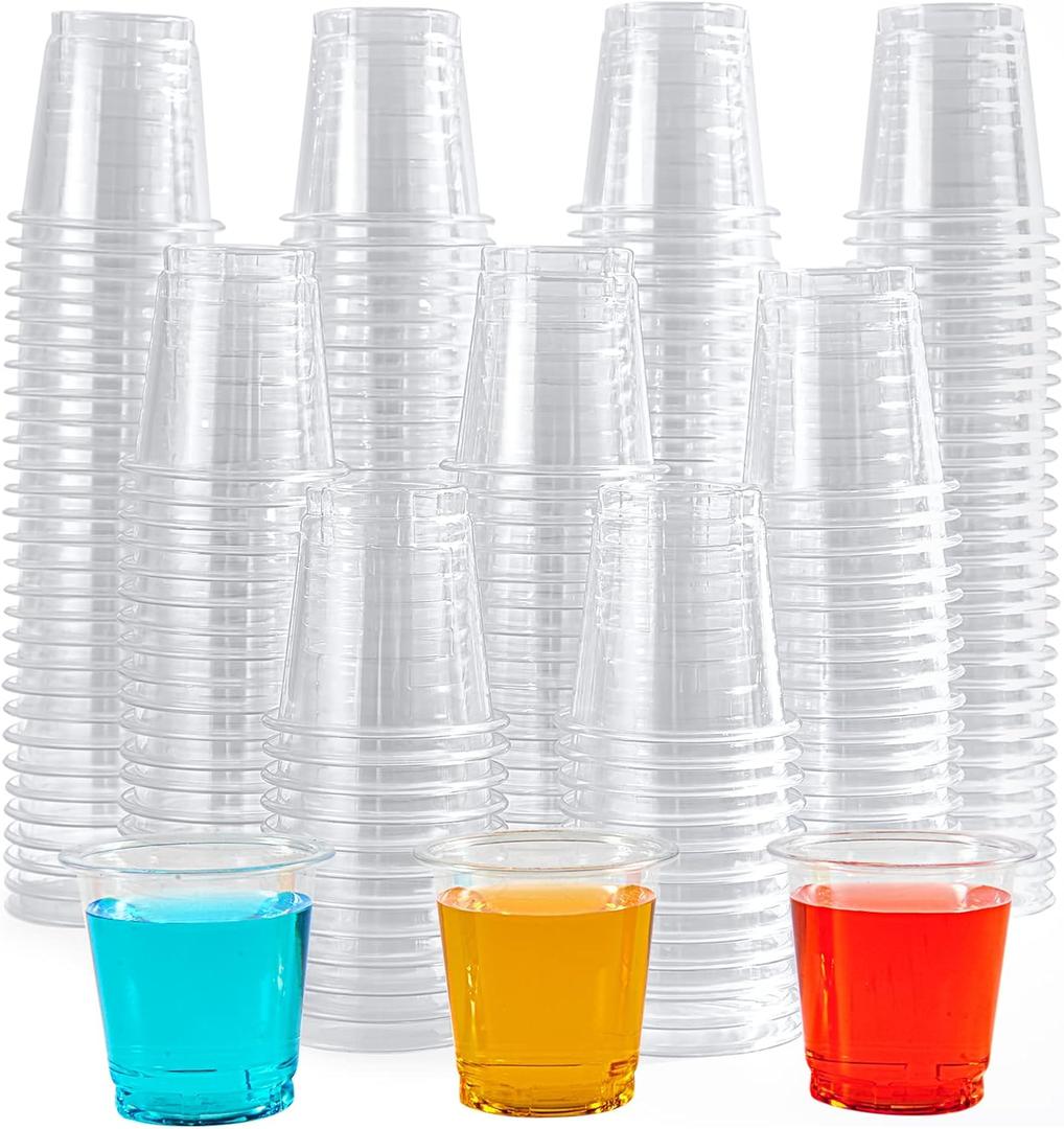 Lilymicky 500 PACK 2 oz Plastic Shot Glasses, 2 Ounce Clear Disposable Party Cups for Vodka, Whiskey, Tequila, Mini Plastic Containers for Sauce, and Sample Tasting (2 oz - 500 Count)