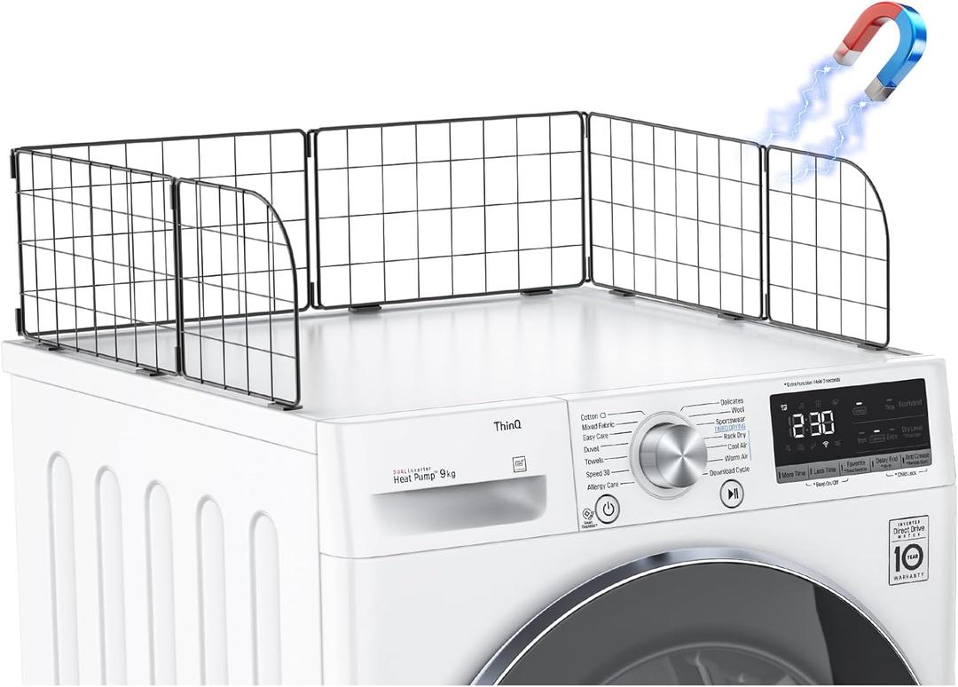 Magnetic Laundry Guard 24" - Metal Laundry Guards for Washer and Dryer Countertop, Laundry Topper, Washing Machine Dryer Countertop Guard for Laundry Organization Accessory