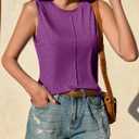 ZIWOCH Womens Crew Neck Tank Tops Sleeveless Loose Fit Shirts (Purple)