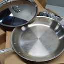 All-Clad D3 12" Stainless Steel Frying pan W/Lid, 3-Ply Stainless Steel Pan, Induction, Oven Broiler Safe 600F Skillet, Professional Cookware, Silver