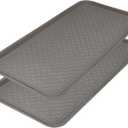 Finorder Multi-Purpose Utility Boot Trays with Striped, Set of 2 Grey Duty Shoe Trays for All Weather, Plastic Pet Feeding Mat, Use for Indoor and Outdoor, 30" x 15" x 1.2"