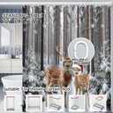 2 x JAWO Winter Shower Curtain Snow Forest Woodland Deer Rustic Farmhouse Wildlife Cabin Nature Scenery Waterproof Polyester Fabric Christmas Shower Curtains 72x72 Inch (Grey)