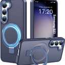 Compatible with Samsung Galaxy S23 Case with Magnetic Ring Stand, Military Drop Protection, Anti-Scratch/Anti-Fingerprint Translucent Matte Case for Samsung Galaxy S23 (Dark Blue)