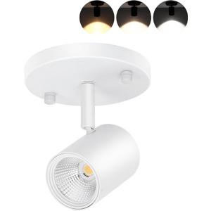 CLOUDY BAY LED Flush Mount Ceiling Spot Light,CRI90+ 9W 3000K 4000K 5000K Selectable Dimmable,Adjustable Tilt Angle Ceiling Track Light Head,White