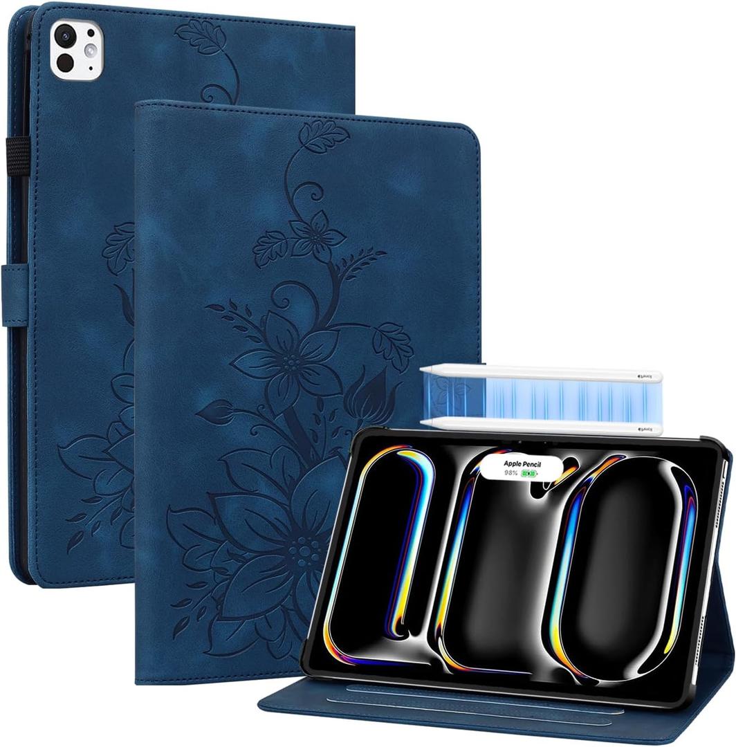 Case for iPad Pro 13 Inch (M5) 2025/ (M4) 2024, Auto Wake/Sleep Supports Pencil Pro and Pencil(USB-C) Magnetic Clasp Stand for iPad Pro 13 Inch Cover, Blue