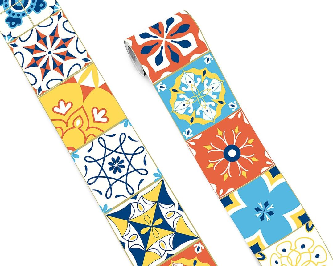 FLFK Wall Border Tile Stickers Peel and Stick Wallpaper Border for Kitchen Backsplash Bathroom Shower Room, 4"x240"