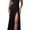 LuFeng 2024 Women's Summer Sexy One Shoulder Sleeveless Ruffled Maxi Dress Split Tiered Flowy Dress, M