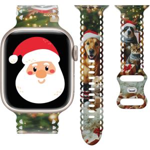 Christmas Lace Band Compatible with Apple Watch Band 38mm Women, Silicone Sport Strap Replacement Wristbands for iWatch Series Ultra 11 10 9 8 7 6 5 4 SE -Christmas Dog 38