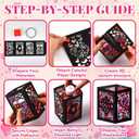 Retisee 24 Pcs Valentine's Day Decorations Paper Lanterns Craft Kits Valentine's Day Candles Holders Paper Boxes Lanterns DIY Craft Kits for Home Decorations Art Project