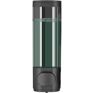 Manual Bathroom Wall Mounted Soap Dispenser, 10oz/300ml Single Black Bathroom Shampoo and Conditioner Dispenser, Clear Plastic Refillable Liquid Lotion Pump Dispenser and Organizer