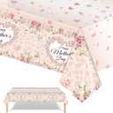 Emopeak Mother's Day Decorations Tablecloth 54 x 108, Supplies Disposable Rectangular Tablecloth The Best Mother's Table Party Decoration for My Mother's Party