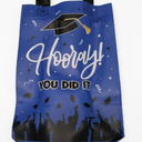 Sweetude 24 Pcs 2025 Graduation Gift Bags with Handles Non Woven Congrats Grad Tote Bags Reusable Party Favor for College Graduation Party Decoration (Blue Black)
