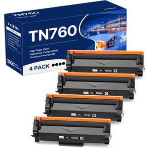 WOEBYAS Compatible TN760 Toner Cartridge Replacement for Brother TN760 TN730 with HLL2350DW HLL2370DW MFCL2750DW DCPL2550DW Printer (4 Black)