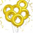 6Pcs Gold Ring Balloon 29" Helium Foil Round Balloons for Kids Birthday, Bride Balloons Bachelorette Decoration, Show Girl Ring Balloon for Show Girl Life Party Decoration