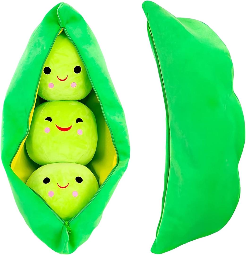 Giant Peas in A Pod Plush Toy Pea Pod Pillow Cute Pea Stuffed Toys Plant Doll Various Sizes (Green Beans,19.6''/50cm)