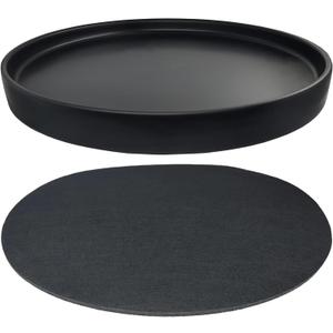 Yukfona Ceramic Plant Saucer Pot Tray 12 Inch, Planter Saucers 4 5 6 7 8 9 10 11 12 Inch for Indoors Outdoor, Durable Sturdy Flower Drainage Tray for Glazed Pots Base (12.5 Inch-Black)