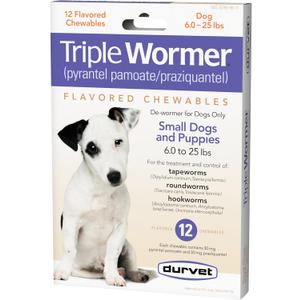 DURVET 12-Pack Triple Wormer Tablets for Puppies and Small Dogs