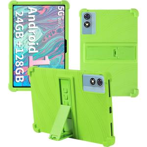 Case for Relndoo T901 2025 Android 15 Tablet 10.1 InchWUNIAK Shock Proof Lightweight Stand Rubber Shell Protective Cover,Kids Friendly Soft Silicone Adjustable Stand Cover,Green