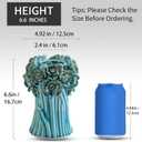 Handmade Blue Ceramic Vase with 3D Flowers, Blue Bud Wedding Bouquets Vases for Centerpieces, Vintage Floral Vase for Home Cottage Core Decor, Decorative Vases for Living Room, Housewarming Gift 6.6In