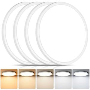 Brightever 2Pack LED Flush Mount Ceiling Light Fixture, 12 Inch 24W, Super Slim 0.67 Inch, 3200LM, Dimmable & 2700K-6500K 5 Color Selectable LED Ceiling Lights for Bedroom