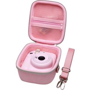 LTGEM Case Compatible with Fujifilm Instax Mini 12/11 / 10/9 / 8/7 / 7+ Instant Camera and FUJIFILM Instax Mini Instant Flim with Shoulder Strap, Pink(Case Only)