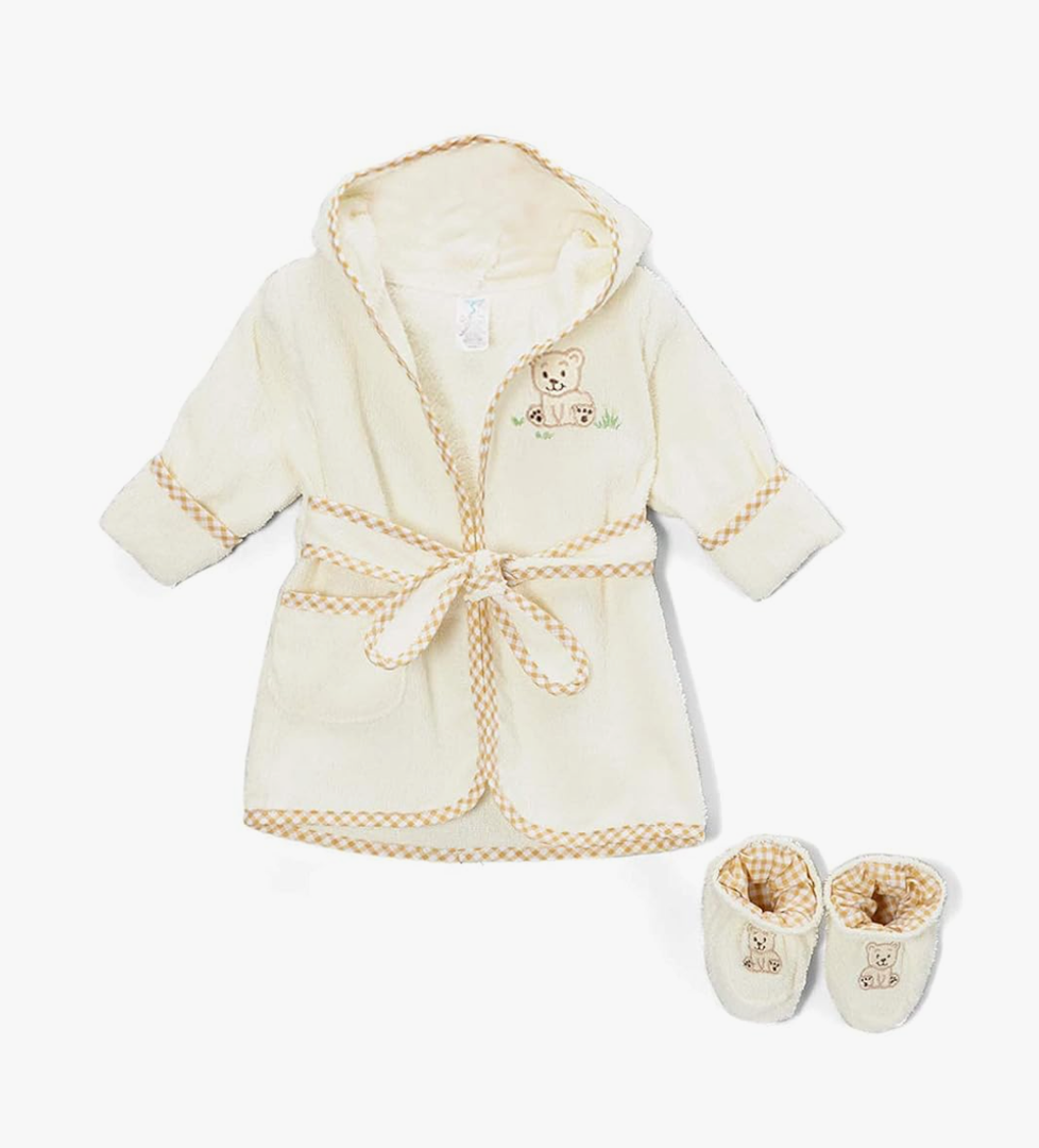 2pack Spasilk 100% Cotton Hooded Terry Bathrobe with Booties Baby One Size Gifts — Shower, 7-9 months old