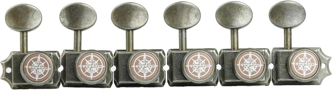 Guyker 6-in-line Vintage Guitar Lock String Tuners  Locking Tuning Key Pegs Machine Heads Replacement Parts for ST TL Style Electric Guitars Gear Ratio 1:15  Old Rust Color (Relic)