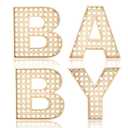 Menkxi 4 Pcs Boho Baby Shower Decor Rattan Wood Baby Letters for 8 Inch Nursery Wall Decor for Rustic Alphabet Letter Home Decoration for Toddler Newborns Birthday Gifts