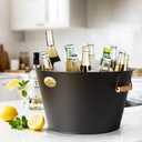 Large 5.5 Gallons Beverage Tubs for Parties 2 Pack, 21L Ice Bucket with Wooden Handles, Black Galvanized Tub, Ideal Party Tubs for Drinks