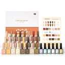 CANNI 30Pcs 9ML Hema-free Gel Nail Polish Set,Nude Brown Red Glitter Gold Gel Polish Kit Soak Off LED Nail Gel Polish Set Nail Art Starter Manicure Salon DIY at Home