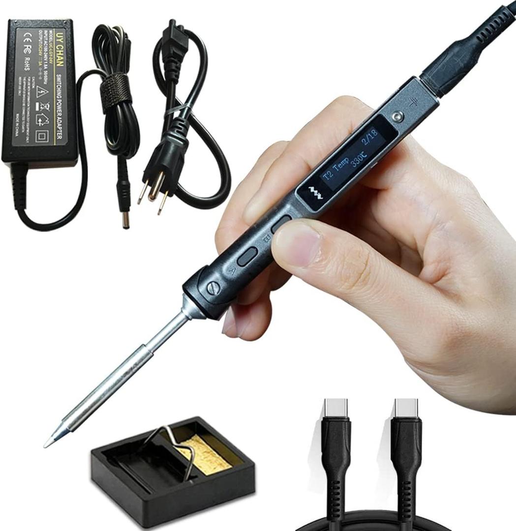 Original TS101 Soldering Iron Station Kit Upgraded from TS100 DC 65W PD 45W Power Programmable Smart Mini Electric Portable Soldering Pen with B2 Solder Tip USB Type C Cable