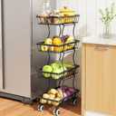 SAYZH Fruit Basket Kitchen Pantry Organizers and Storage  4 Tier Stackable Metal Wire Basket Stand for Fruit Vegetable Snacks Jars Bins Containers Organization, (Black, 4 Tiers)