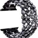 VIQIV Bling Bands Compatible with Apple Watch 38mm 40mm 41mm 42mm 44mm 45mm 49mm Iwatch Series SE 9/8/7/6/5/4/3/2 Ultra, Diamond Bracelet Metal Jewelry Wristband Strap for Women (Black)