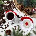 5 Pcs Christmas Crochet Coaster Gift Set Santa Claus Coaster with Body Storage Basket Xmas Handmade Present Woven Cup Mats Kit for Christmas Party Gifts Holiday Kitchen Office Home Decor