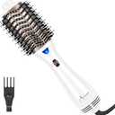 Aima Beauty Blow Dryer Brush - Ionic Ceramic Hot Air Brush for Frizz-Free Straightening & Voluminous Blowout, 2.3/ 60mm Oval Barrel with Nylon Bristles, 360 Surrounded Vent, 3 Heat Settings, White