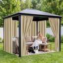 Outdoor Curtains for Patio Waterproof - 8 Panels Weatherproof Privacy Outside Curtains with Rod Pocket for Pergola, Gazebo, Porch, Cabana, Balcony, 54 x 84 Inch, Cream