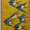 Vintage Japanese Bird Wall Art, Japan Swallow Wall Decor Painting Cottage Animal Poster Canvas Prints Picture for Bedroom Living Room Farmhouse 16x24 inch Wood Framed
