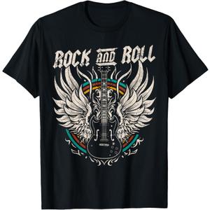 Rock and Roll Guitar Vintage Rock Music T-Shirt, Men