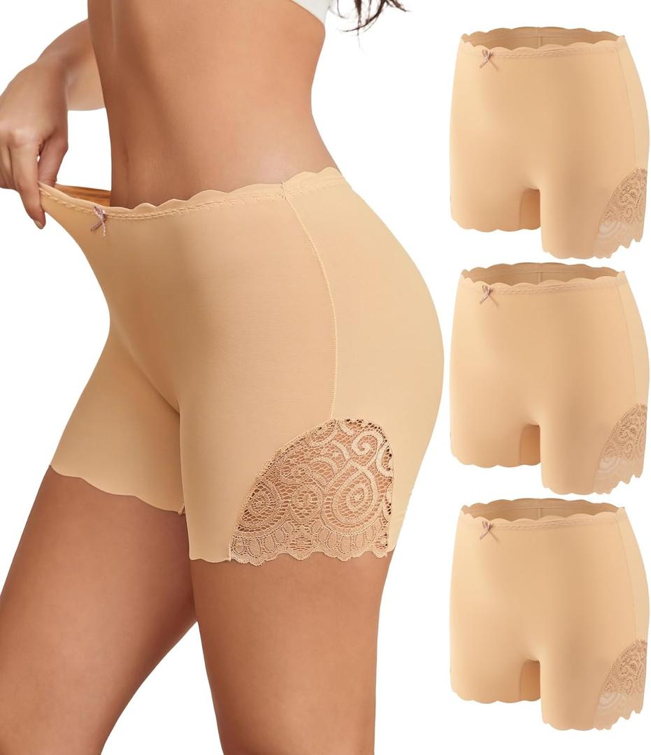 Women's Boyshorts Underwear Seamless Boy Shorts Panties Soft Stretch Boxer Briefs (Nude-3 Pack, XL)