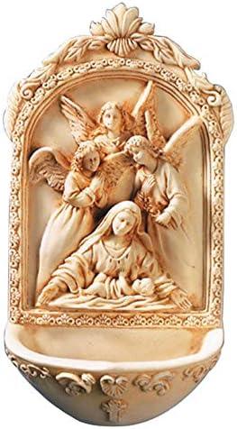 Catholic Holy Water Font with St. Mary Surrounded by Angels- Great for Entrance of Home or Wedding Gift