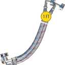 Short Washing Machine Hoses - DOUBLE 90 Elbow to FIT TIGHT SPACES - OCTAGON Connections for Secure Tightening - Burst Proof Washer Water Supply Line (2 Pack) - Universal Fit to All Washing Machines (1ft)