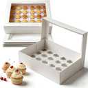 6 Pack Cupcake Boxes with Window White Bakery Boxes Holds 24 Mini Cupcakes Bakery Carrier-Boxes with Windows and Inserts for Cake,Cookies,Donuts,Muffins Birthday Holiday Party Bakery(14.96x11x4 Inch)