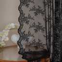 MEETSKY Black Lace Curtains 84 Inches Long 2 Panels Set, Black Sheer Gothic Curtains Vintage Floral Pattern Elegant Light Filtering Lacy Curtain Drapes for Living Room Bedroom, 50" Wide Each Panel