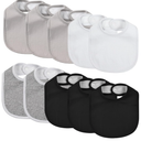 10 Pack Cotton Snap Bibs for Baby Boy Girl, Super Soft Drool Bibs for Teething and Feeding