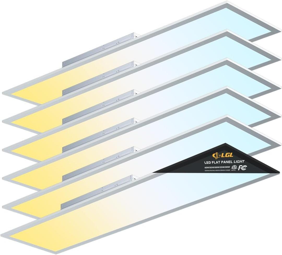 1x4 LED Flat Panel Light, Drop Ceiling Lights Fixture, Selectable Features, 20W/25W/30W/35W/40W, 3000K/3500K/4000K/5000K/6500K, Dimmable (0-10V), for Office Kitchen, ETL Listed (1x4FT-6Pack)