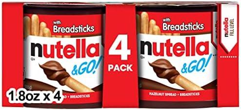 Nutella & Go! Hazelnut Spread with Breadsticks, On-the-Go Snack Cups, 4 Snack Packs, 1.8 oz each, Best By: Dec 15 2025