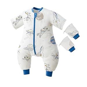 Toddler Sleep Sack with Feet, 2.5 TOG Removable Long Sleeve Baby Sleeping Bag, Super Warm Quilted Wearable Blankets (Small)