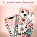 TEECOVER Heavy Duty Case for iPhone 13/14, White/Pink Flowers
