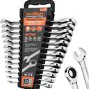 HORUSDY 13-Piece Sturdy Ratcheting Wrench Set | Metric Sizes 619mm | Max Torque Ratchet Combination Wrenches Set with Storage Rack | 72-Tooth | Chrome Vanadium Steel